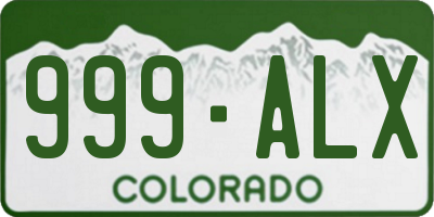 CO license plate 999ALX