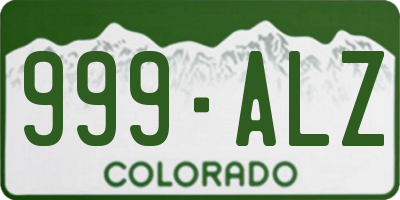 CO license plate 999ALZ