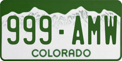 CO license plate 999AMW