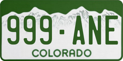 CO license plate 999ANE