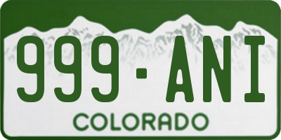 CO license plate 999ANI