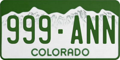 CO license plate 999ANN