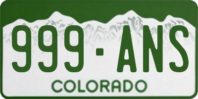 CO license plate 999ANS