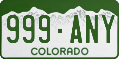CO license plate 999ANY