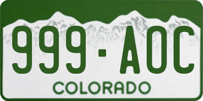 CO license plate 999AOC