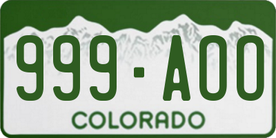 CO license plate 999AOO