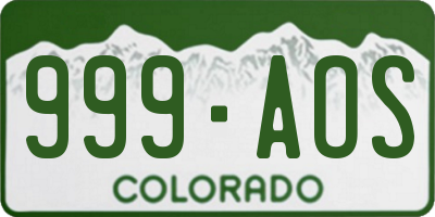 CO license plate 999AOS