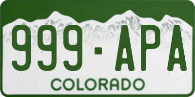 CO license plate 999APA