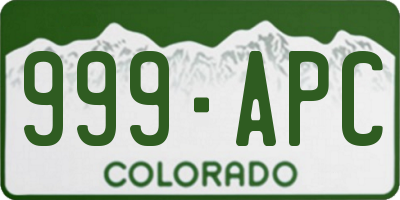 CO license plate 999APC