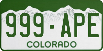 CO license plate 999APE