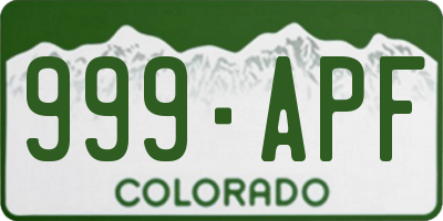 CO license plate 999APF