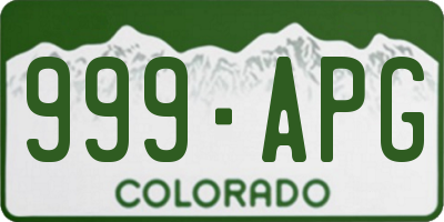CO license plate 999APG