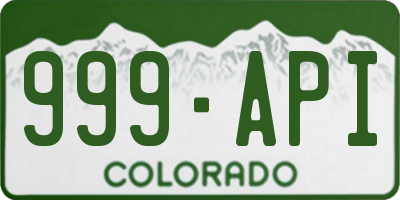 CO license plate 999API