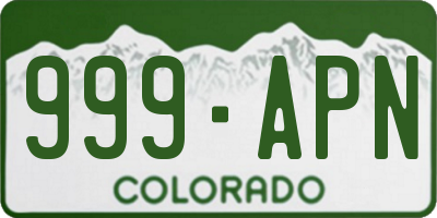 CO license plate 999APN