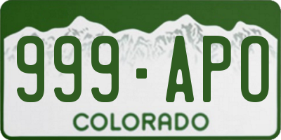 CO license plate 999APO