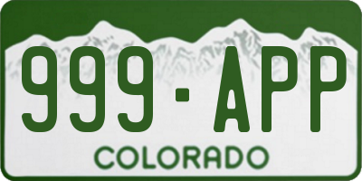 CO license plate 999APP