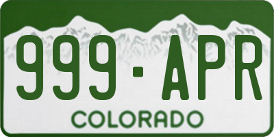 CO license plate 999APR