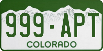 CO license plate 999APT