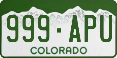 CO license plate 999APU
