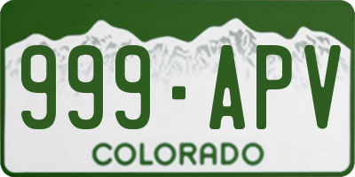 CO license plate 999APV