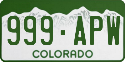 CO license plate 999APW