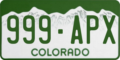 CO license plate 999APX