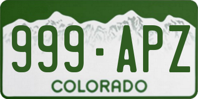 CO license plate 999APZ