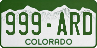 CO license plate 999ARD
