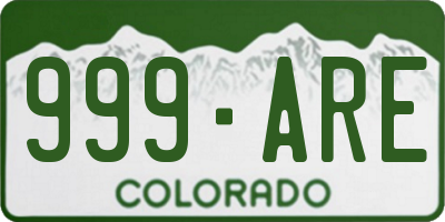 CO license plate 999ARE