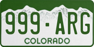 CO license plate 999ARG