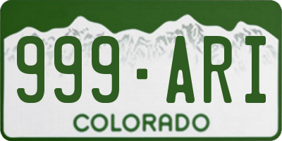 CO license plate 999ARI
