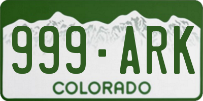 CO license plate 999ARK