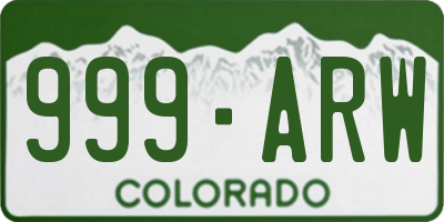 CO license plate 999ARW