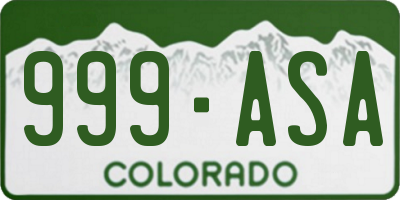 CO license plate 999ASA