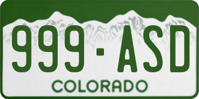 CO license plate 999ASD