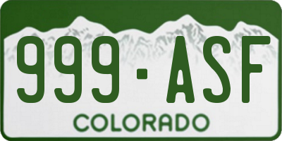 CO license plate 999ASF