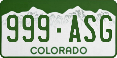 CO license plate 999ASG