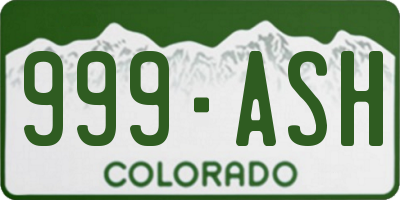 CO license plate 999ASH