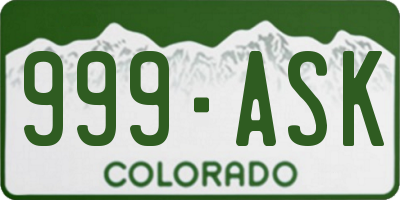 CO license plate 999ASK