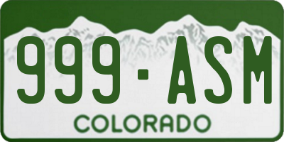 CO license plate 999ASM