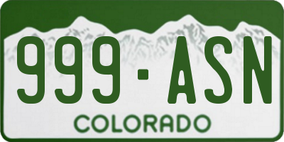 CO license plate 999ASN