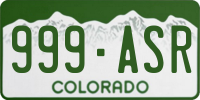 CO license plate 999ASR