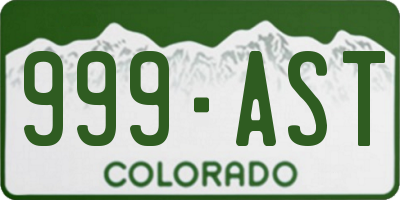 CO license plate 999AST