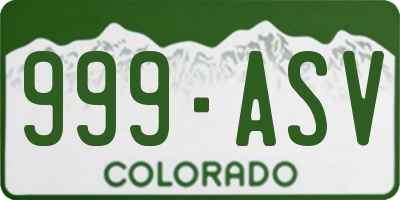 CO license plate 999ASV