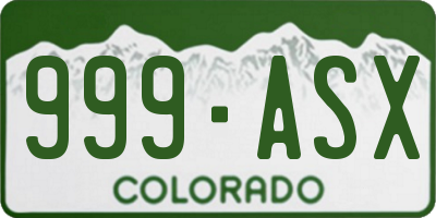 CO license plate 999ASX