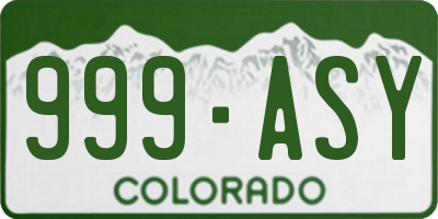 CO license plate 999ASY
