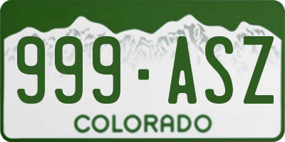 CO license plate 999ASZ