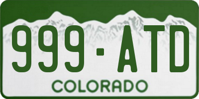 CO license plate 999ATD