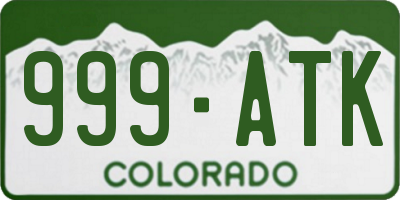 CO license plate 999ATK