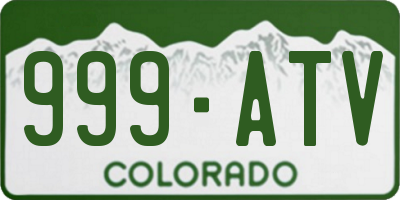 CO license plate 999ATV